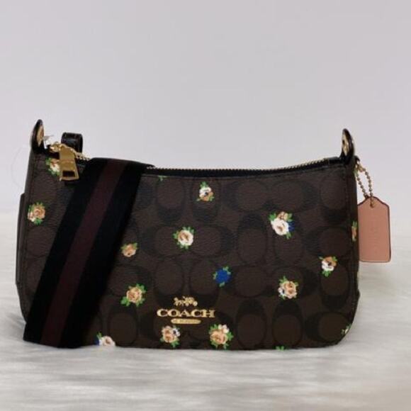 New Coach Jes Baguette In Signature Canvas With Vintage Mini Rose - Picture 5 of 11